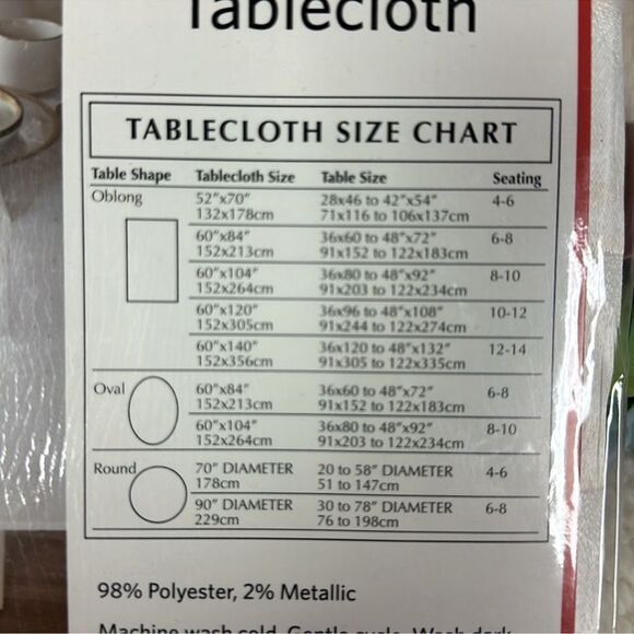 Wegmans Jem White Gold Metallic Polka Ombré Squares Oblong Holiday Tablecloth - Picture 9 of 11